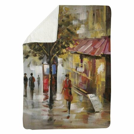 KD CUNA 60 x 80 in. Abstract Street with Passers-Sherpa Fleece Blanket KD2788937